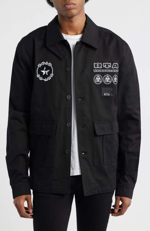 Nilton Graphic Military Patch Button-Up Shirt