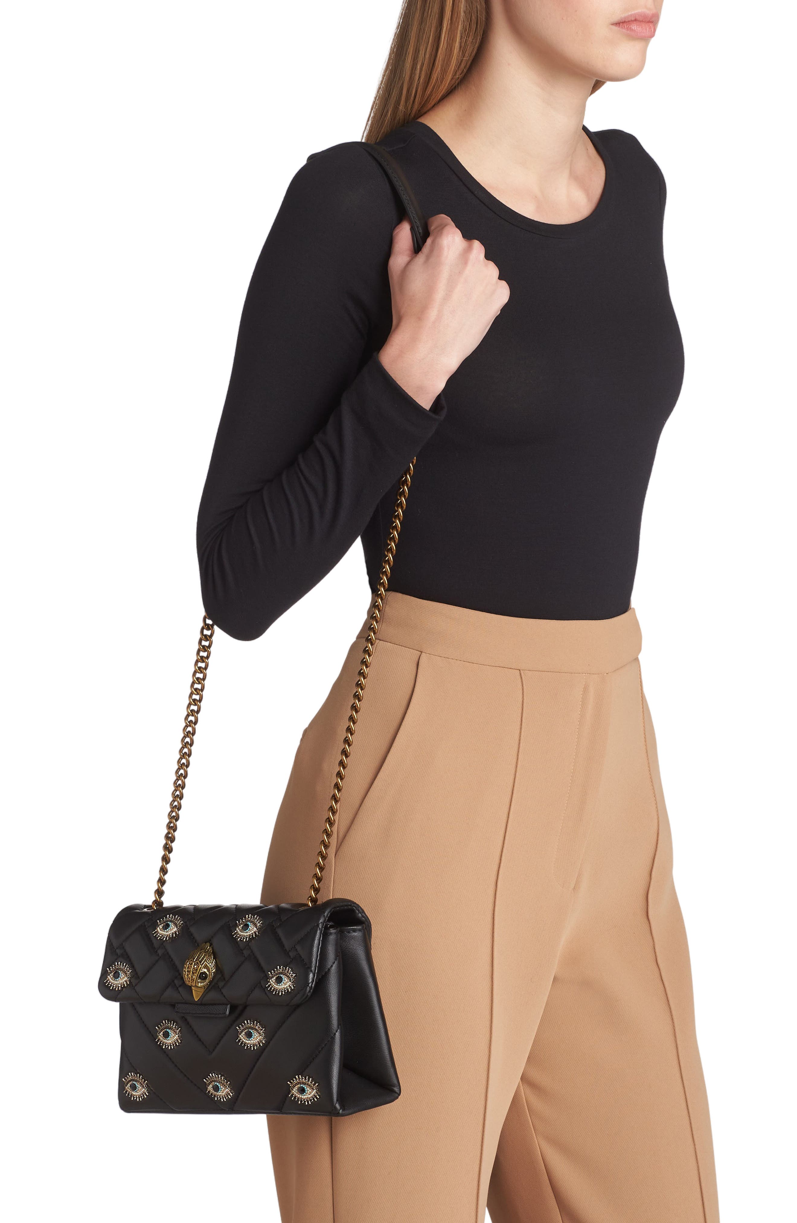 Kurt Geiger London Medium Kensington Eye Quilted Leather Convertible Crossbody Bag, Alternate, color, 