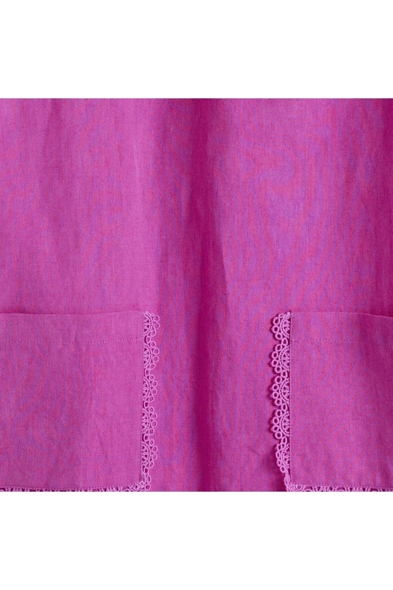 Linen-Blend Scallop Tunic Dress, Alternate, color, Magenta