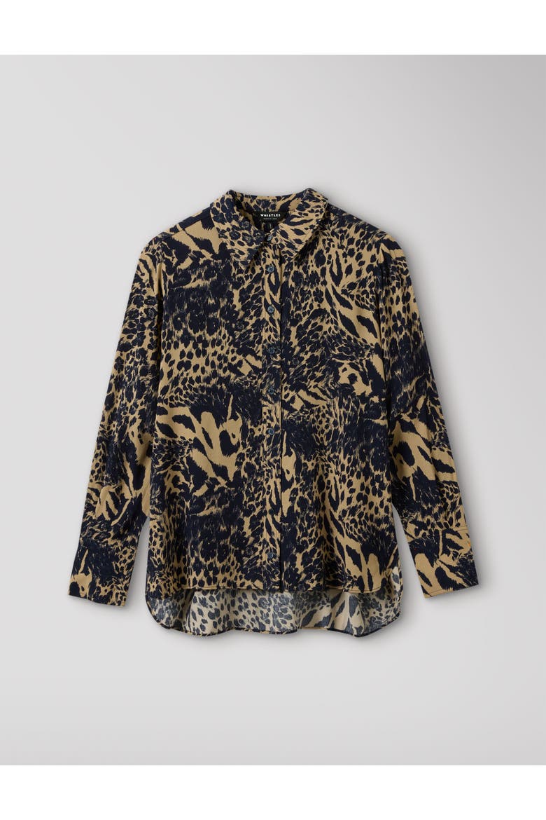 Patchwork Leopard Print Shirt, Alternate, color, Navy/Multi