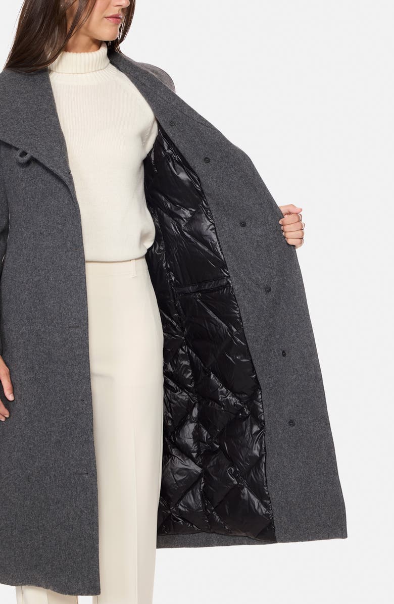 Norwegian Wool Longline City Virgin Wool Blend 754 Fill Power Down Waterproof Coat, Alternate, color, Charcoal