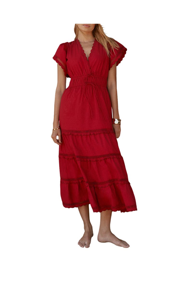 Cotton Ruffle Maxi Dress, Main, color, Red