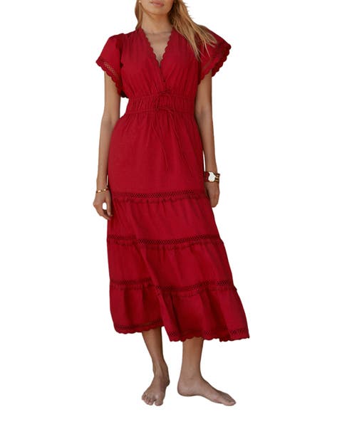 Cotton Ruffle Maxi Dress