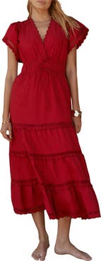 MINT VELVET Cotton Ruffle Maxi Dress