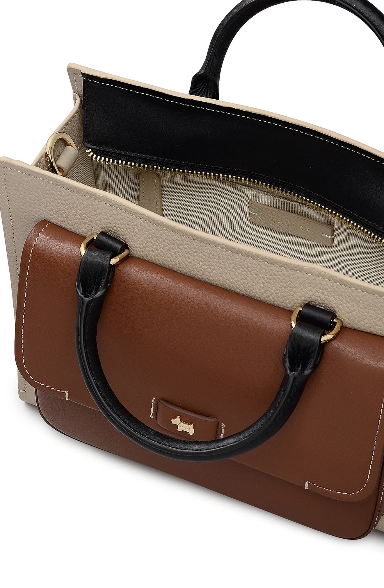 Radley Talbot Way Medium Zip Top Leather Satchel, Alternate, color, Porcini