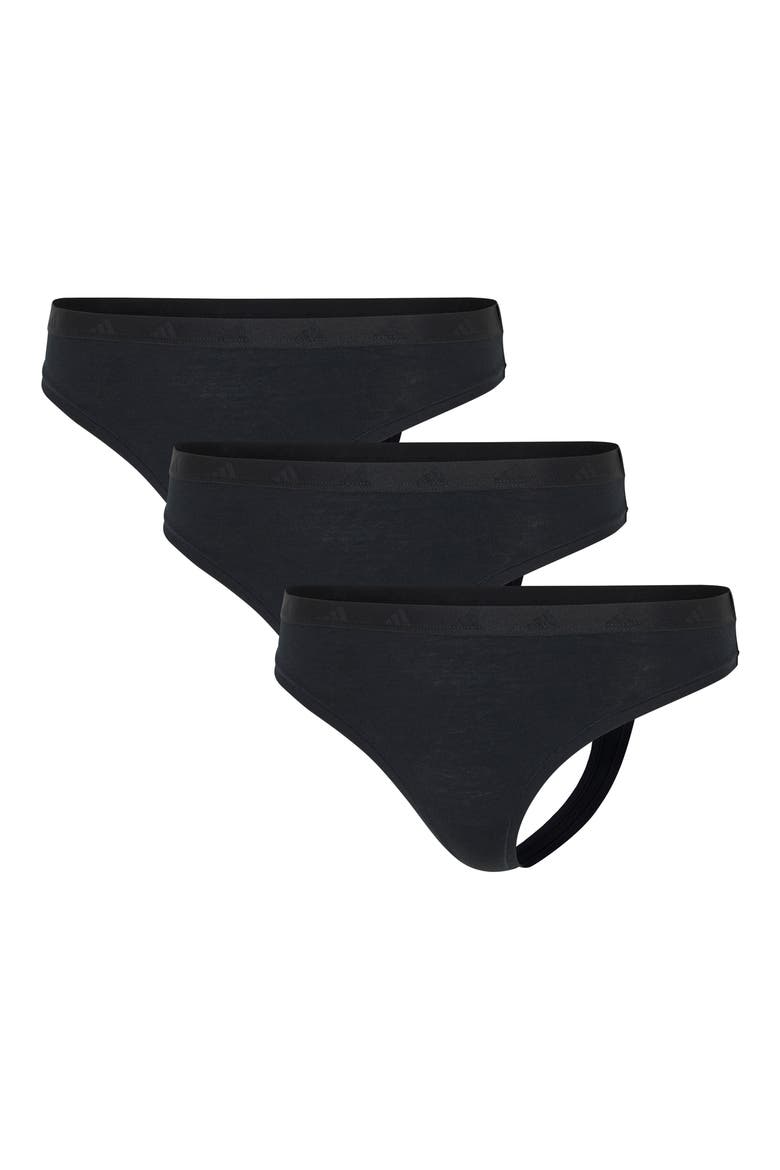 Set of 3 Low Rise Thongs, Alternate, color, BLACK
