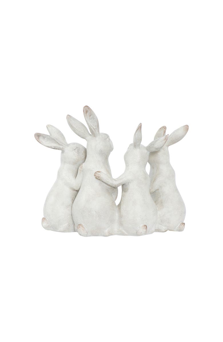 Storied Home Whitewashed Polyresin Bunny Rabbit Quartet, Alternate, color, White