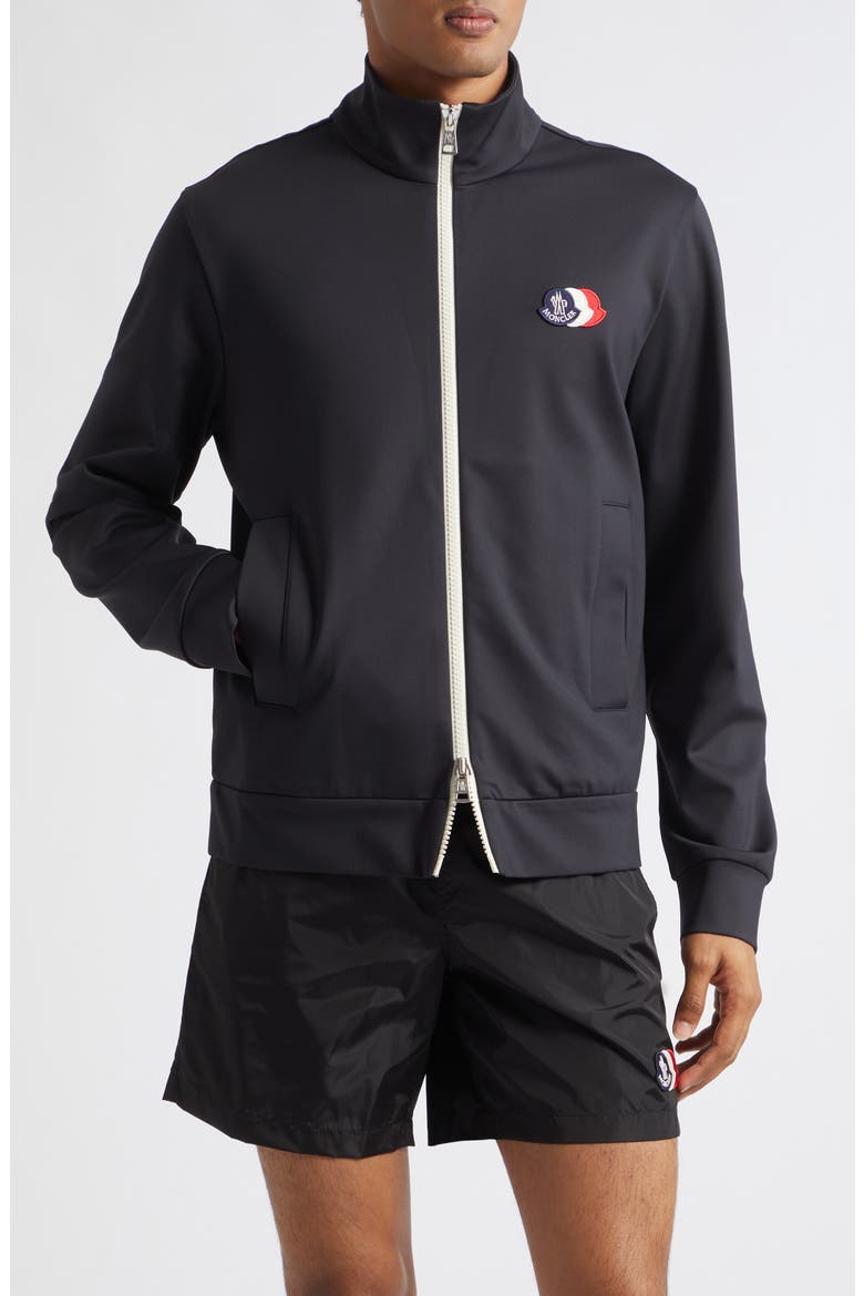 Nylon Blend Track Jacket, Main, color, GREYISH NAVY