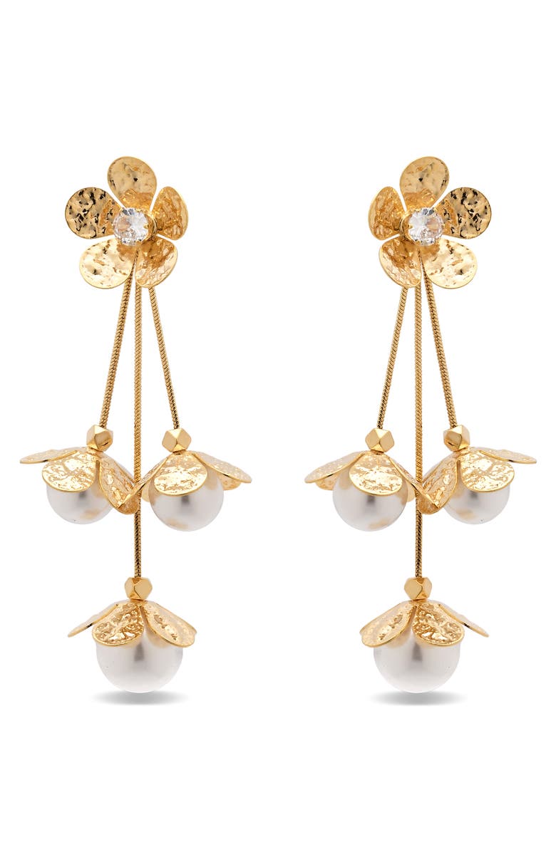 EYE CANDY LOS ANGELES Silvia Flower Drop Earrings, Alternate, color, Gold