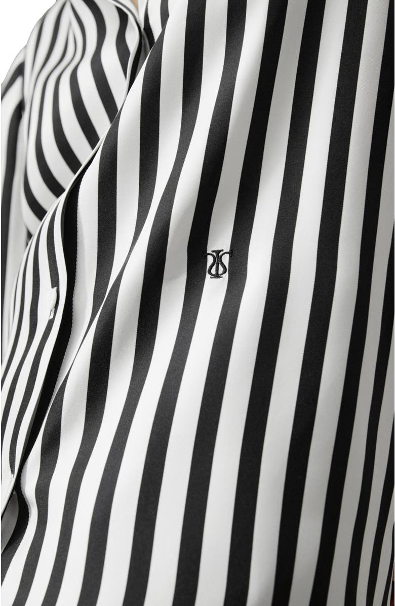 Lilysilk The Amalfi Stripe Silk Shirt, Alternate, color, Black-White Pinstripes