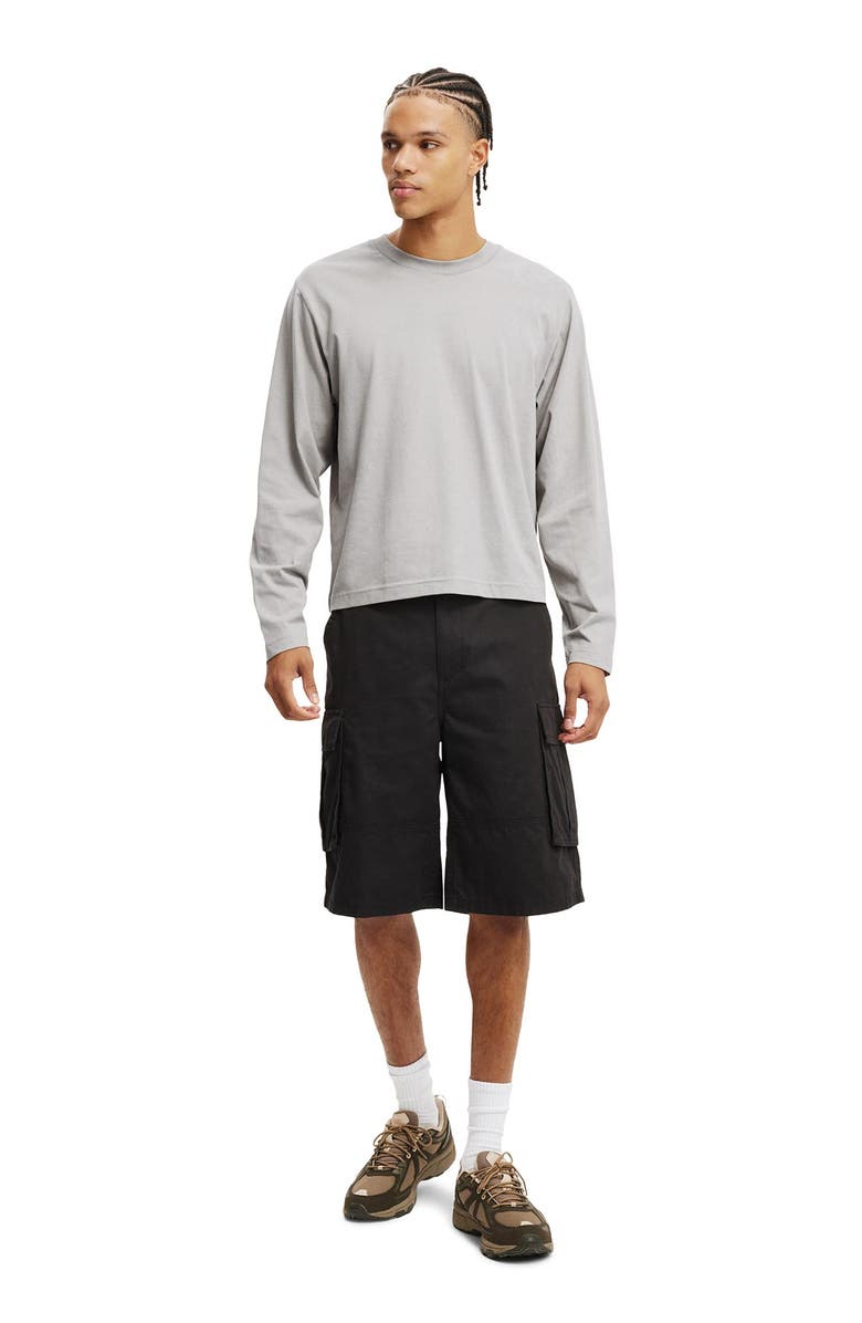 Cotton On Men's Cropped Fit Long Sleeve, Alternate, color, Overcast Grey