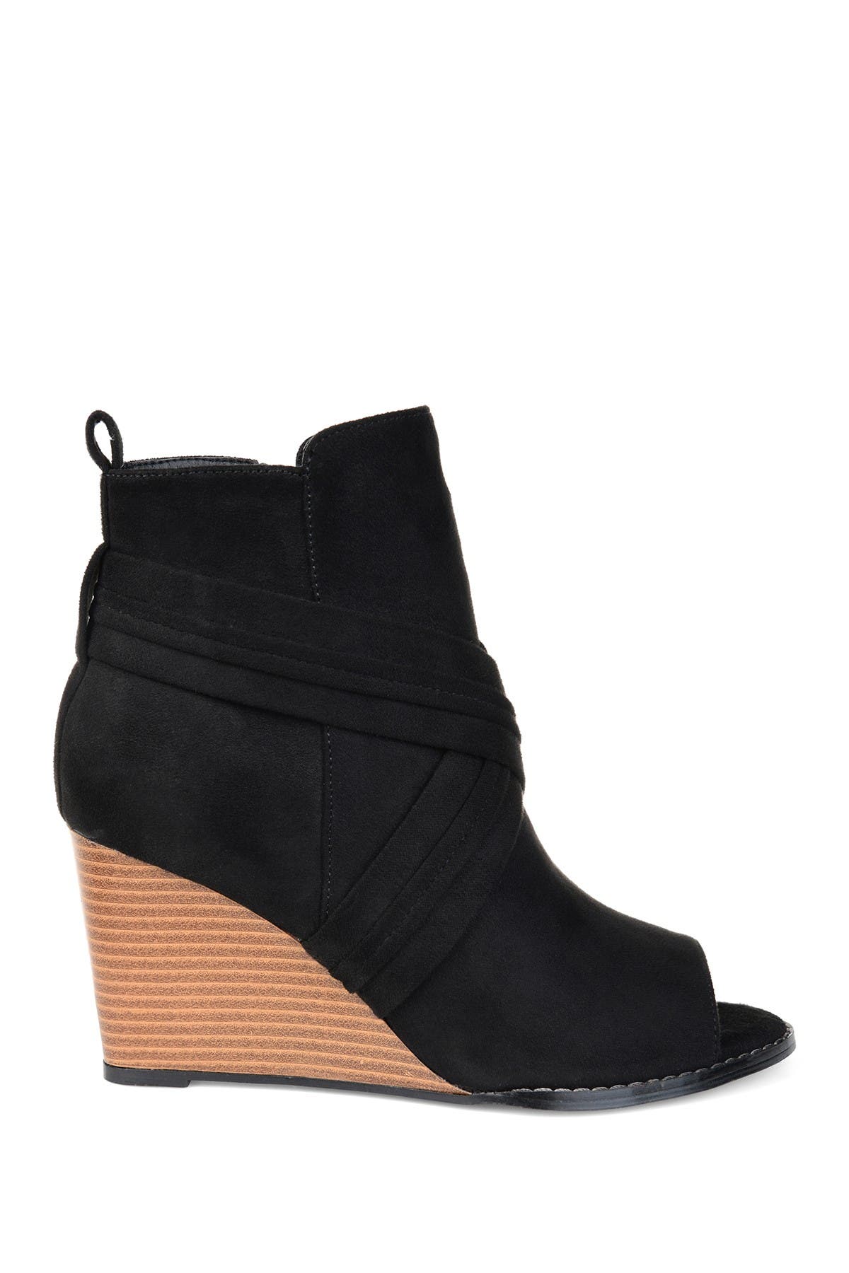 Journee Collection Sabeena Wedge Peep Toe Bootie, Alternate, color, Black