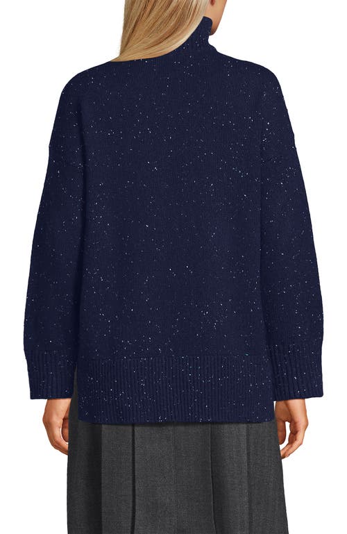 Lands' End Dweller Split Hem Turtleneck Sweater In Blue