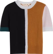Marni Colorblock Short Sleeve Cashmere Sweater