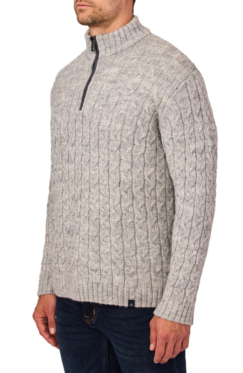 Rainforest Mountain Range Cable Knit Quarter Zip Sweater, Alternate, color, 