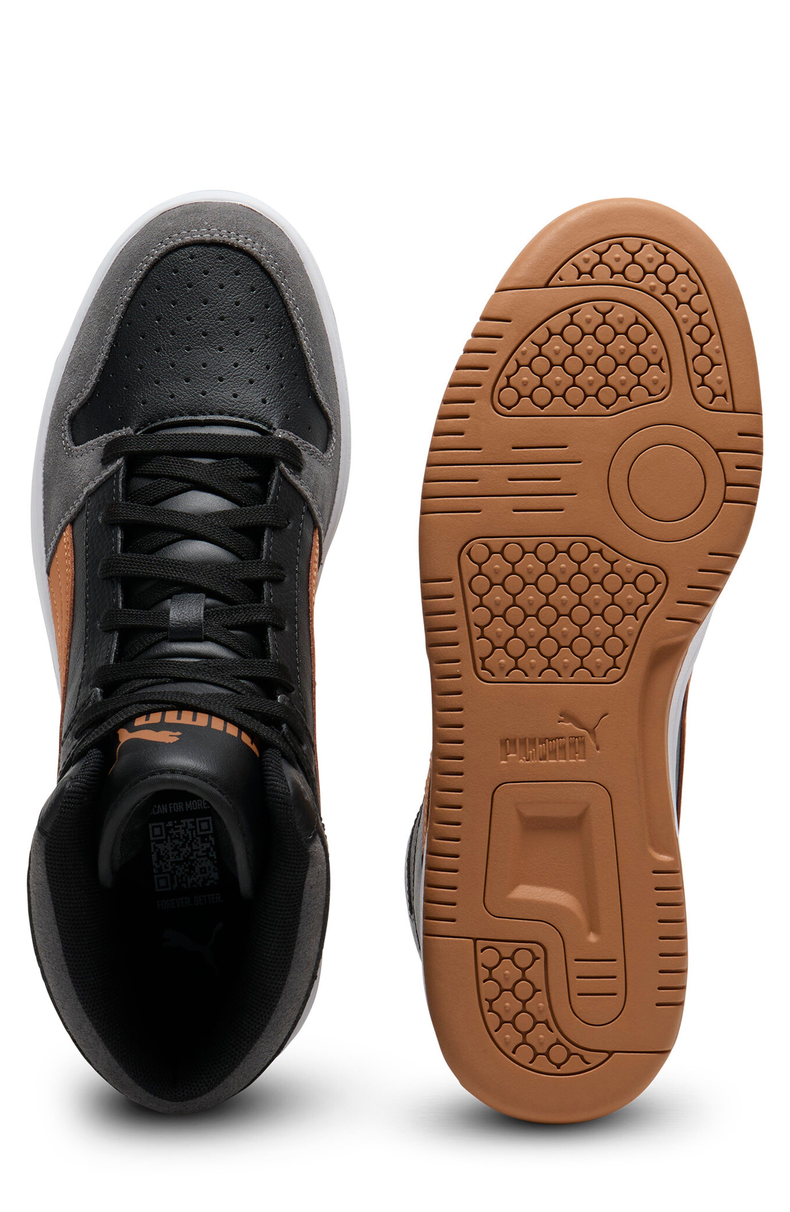 PUMA Rebound Layup High Top Sneaker, Alternate, color, Puma Black-Melted Caramel