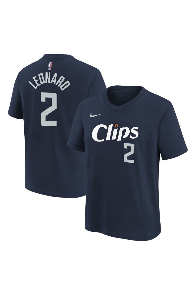 Youth Nike Kawhi Leonard Navy LA Clippers 2023/24 City Edition Name & Number T-Shirt, Alternate, color, Navy