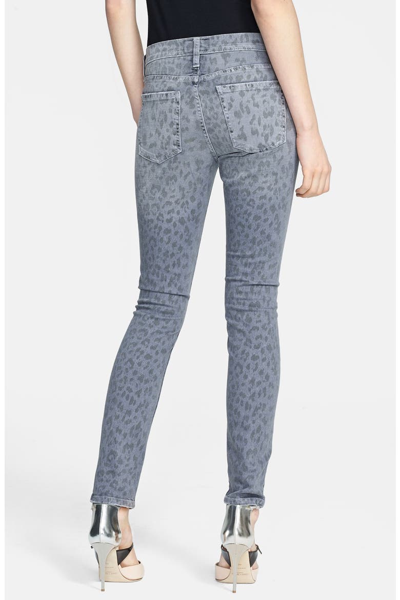 'The Ankle Skinny' Print Jeans, Alternate, color, WASHED BLACK LEOPARD
