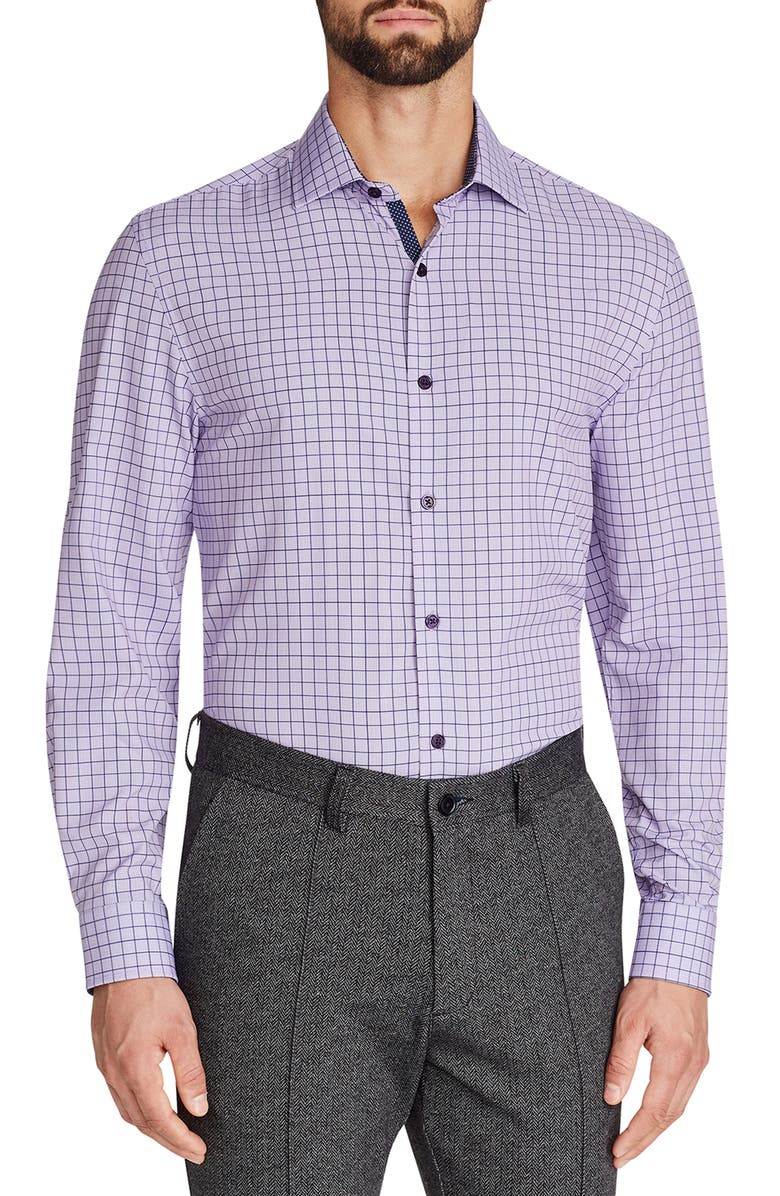 W.R.K Slim Fit Plaid Performance Dress Shirt, Main, color, 