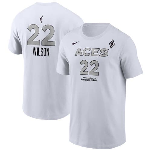 Nike A'ja Wilson White Las Vegas Aces Heroine Edition Name & Number T-shirt