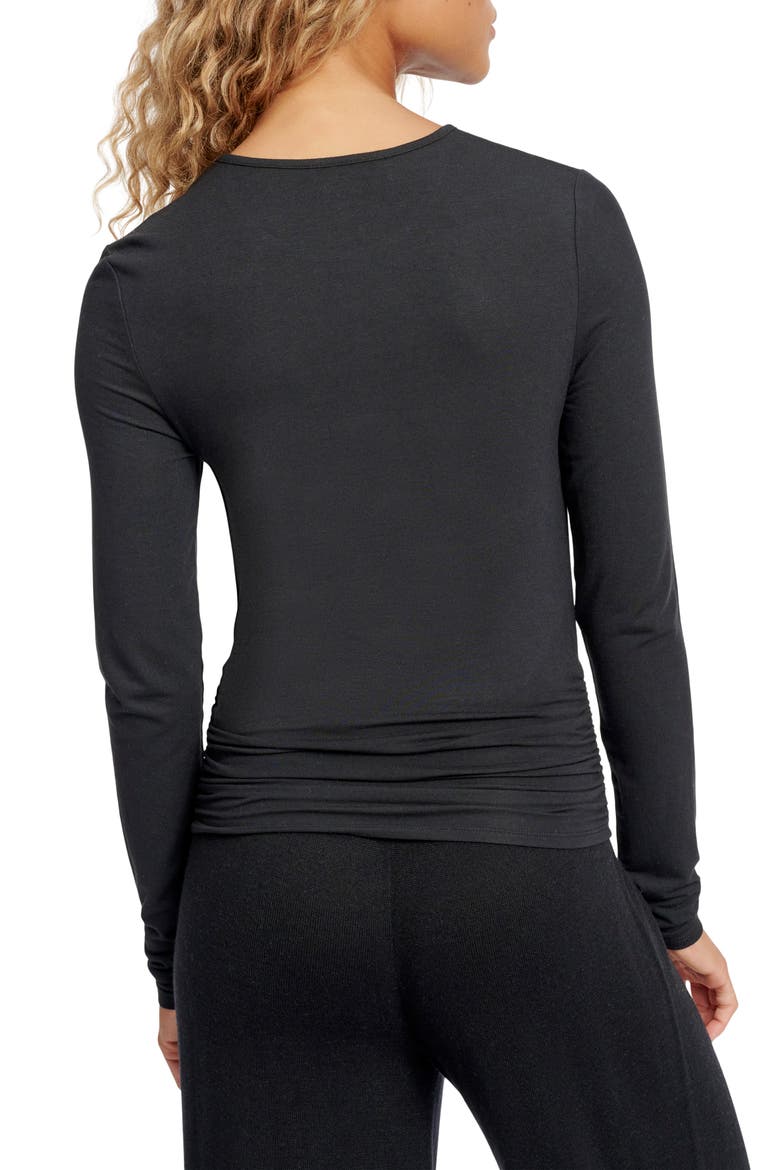 Everywhere Ruched Long Sleeve Jersey Top, Alternate, color, BLACK