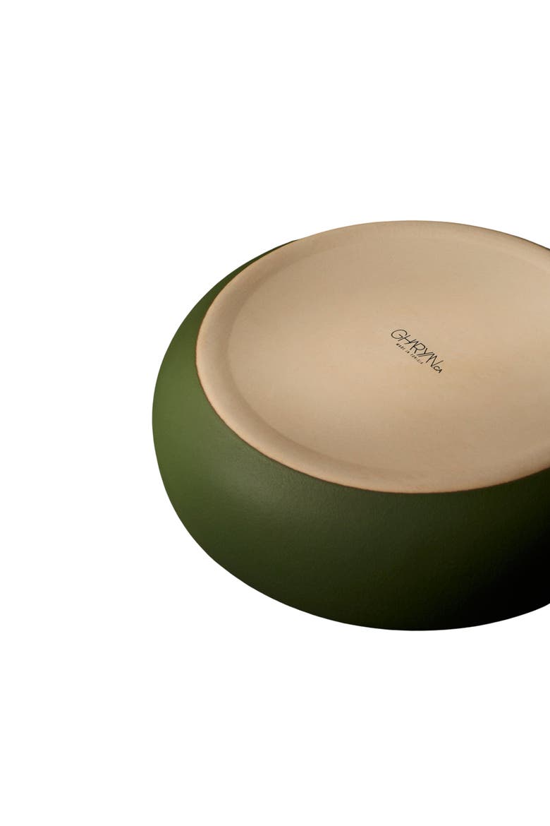 Shallow Serving Bowl, Alternate, color, Matte Green/Shiny Green