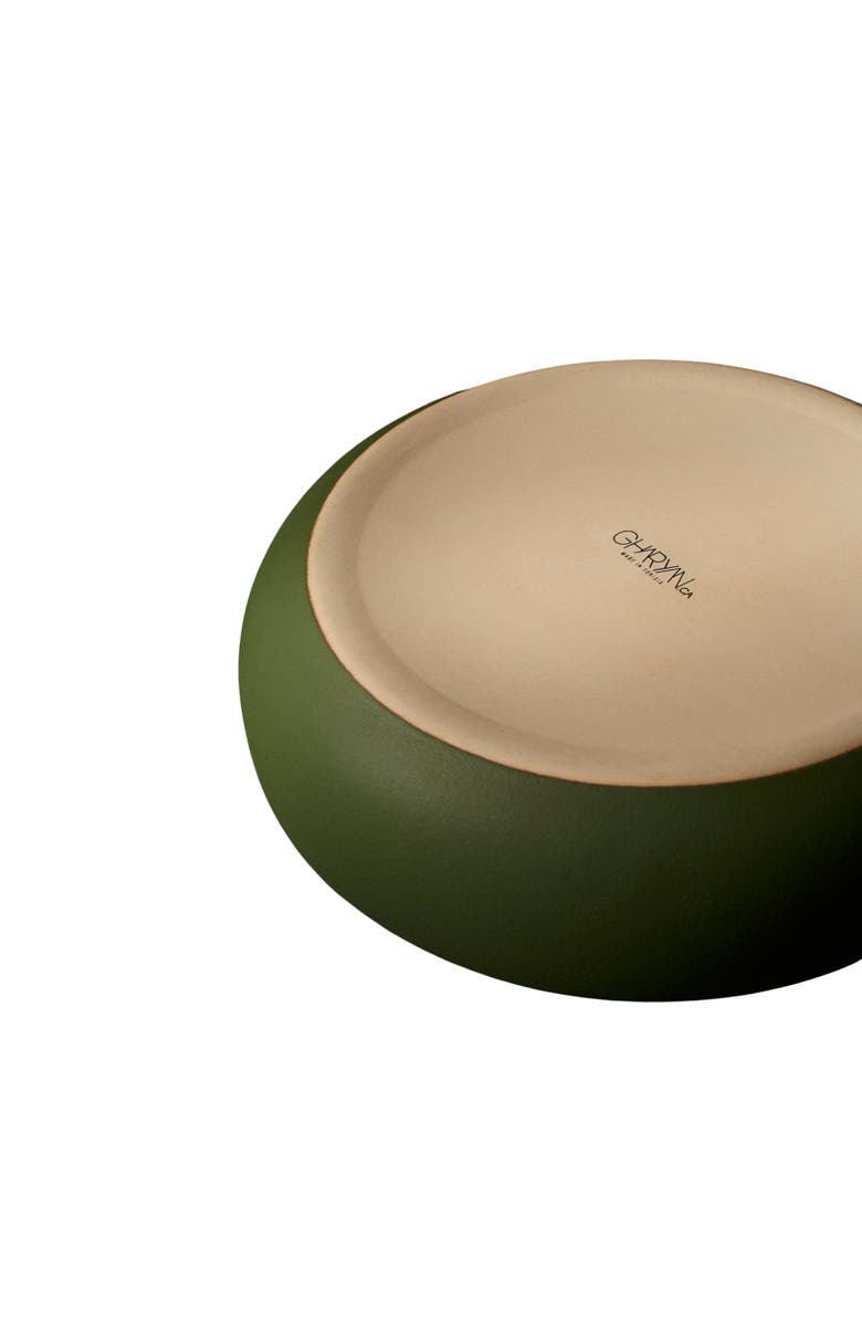 Gharyan Stoneware Shallow Serving Bowl, Alternate, color, Matte Green/Shiny Green