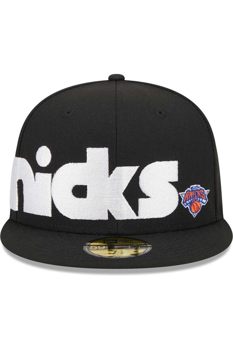 Men's New Era Black New York Knicks Checkerboard UV 59FIFTY Fitted Hat, Alternate, color, Black