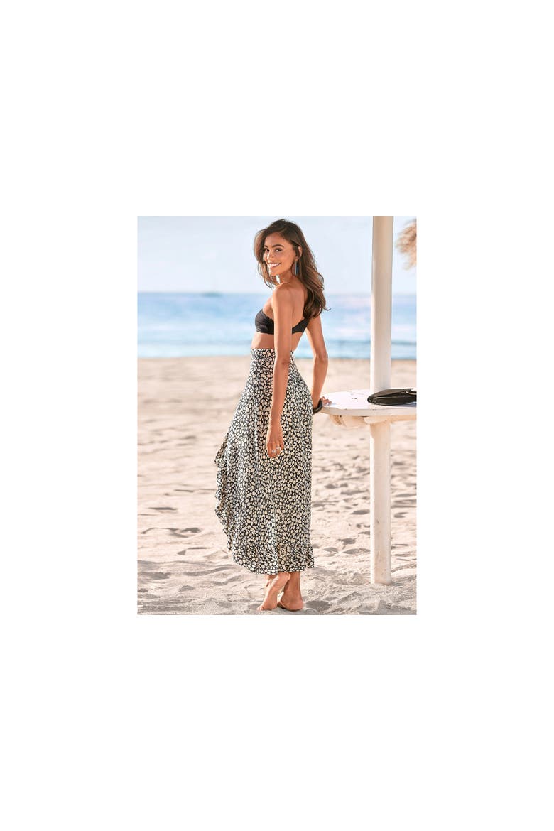Convertible Wrap Maxi Skirt, Alternate, color, Black & Beige