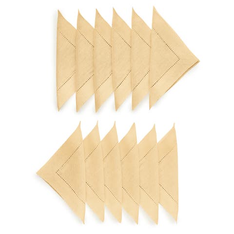 Linen Cocktail Napkins - Classic Hemstitch, 6" x 6"