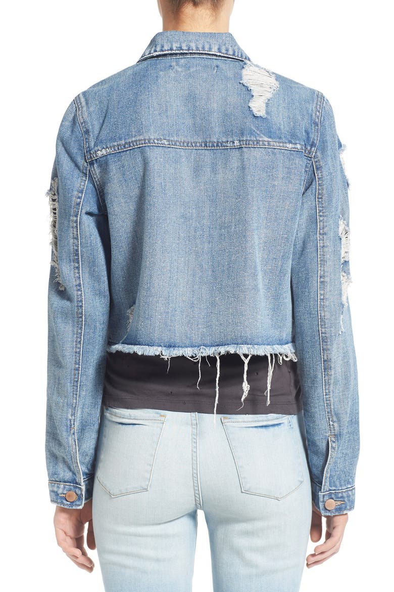 Distressed Denim Jacket, Alternate, color, MEDIUM WASH