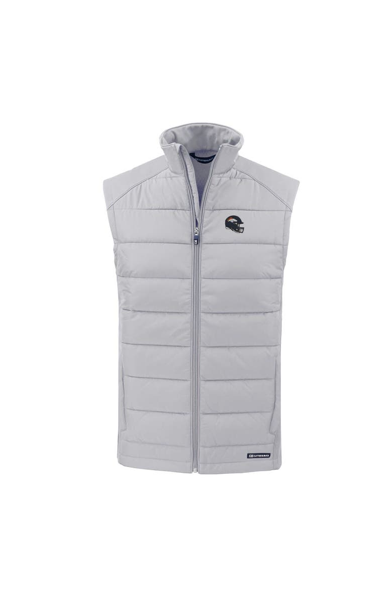 Cutter & Buck Men's Cutter & Buck Gray Denver Broncos Helmet Evoke Hybrid Eco Softshell Recycled Full-Zip Vest, Alternate, color, Gray