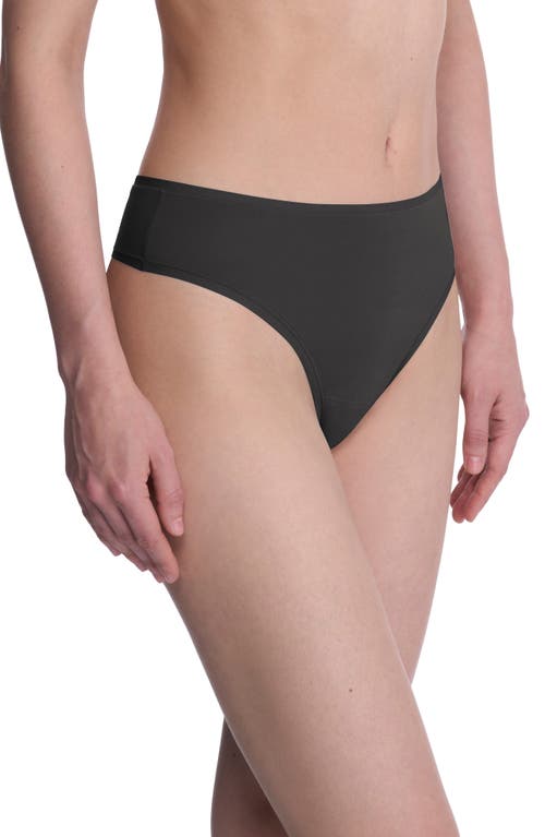 Natori Bliss Bare Stretch Cotton Thong In Black