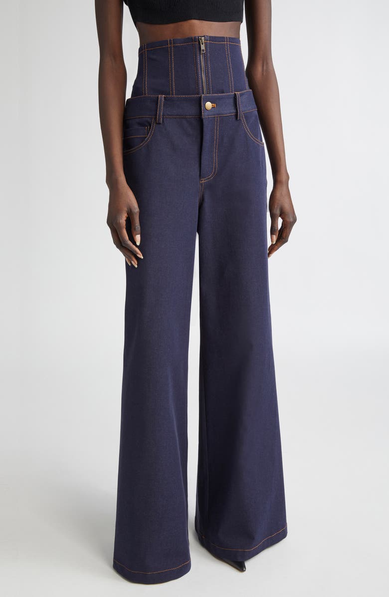 MONSE Corset Waist Wide Leg Jeans, Main, color,