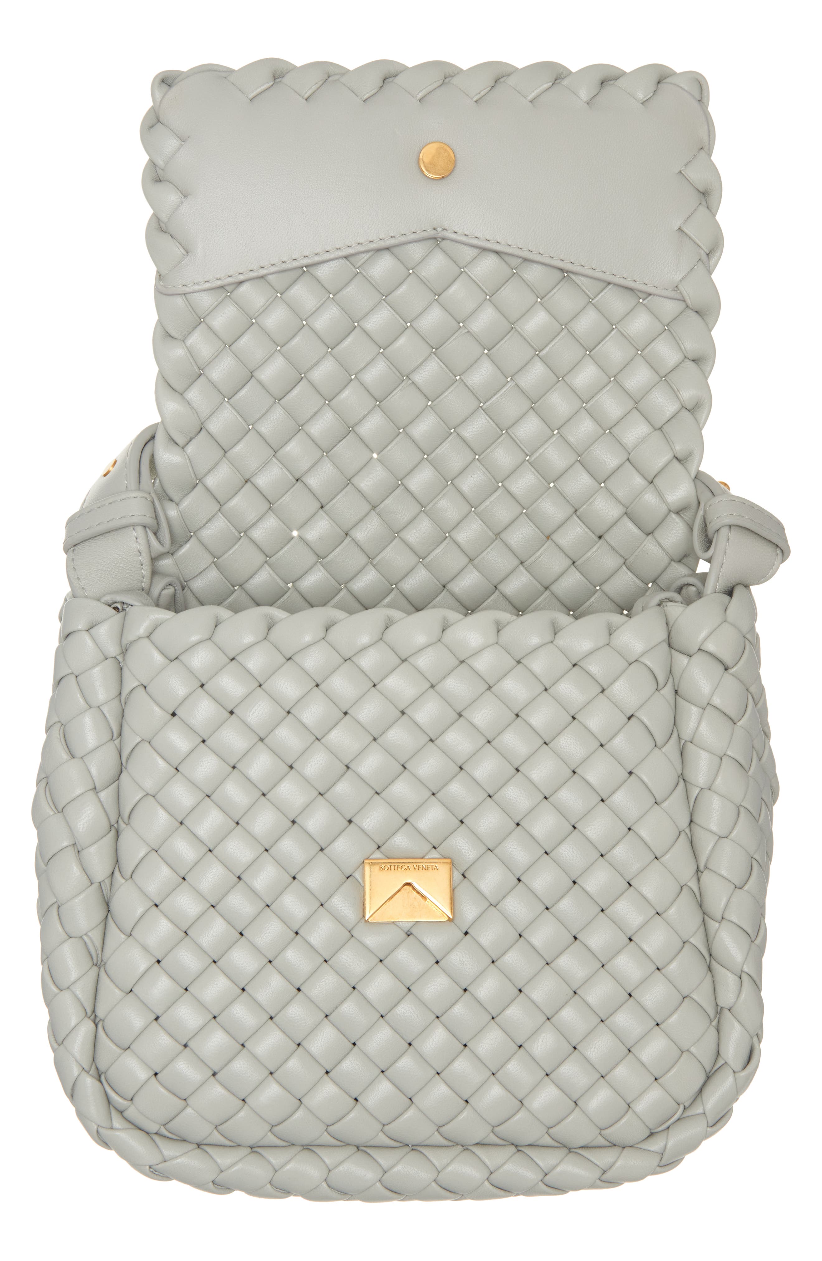 Mini Cobble Padded Intrecciato Leather Shoulder Bag, Alternate, color, AGATE GREY/ GOLD