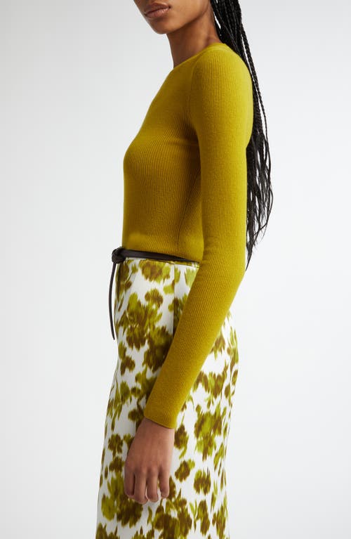 Michael Kors Hutton Ribbed Cashmere Pullover In Moss