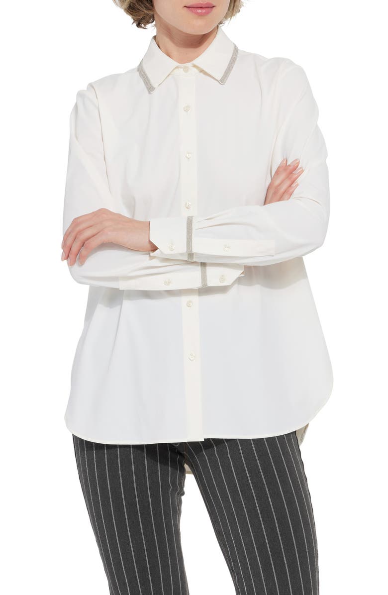 Lysse Stasia Micro Beaded Button-Up Shirt, Main, color, Off White