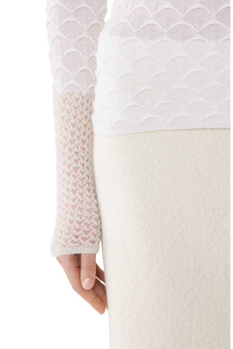 High-Neck Top In Wool And Mohair, Alternate, color, Moon