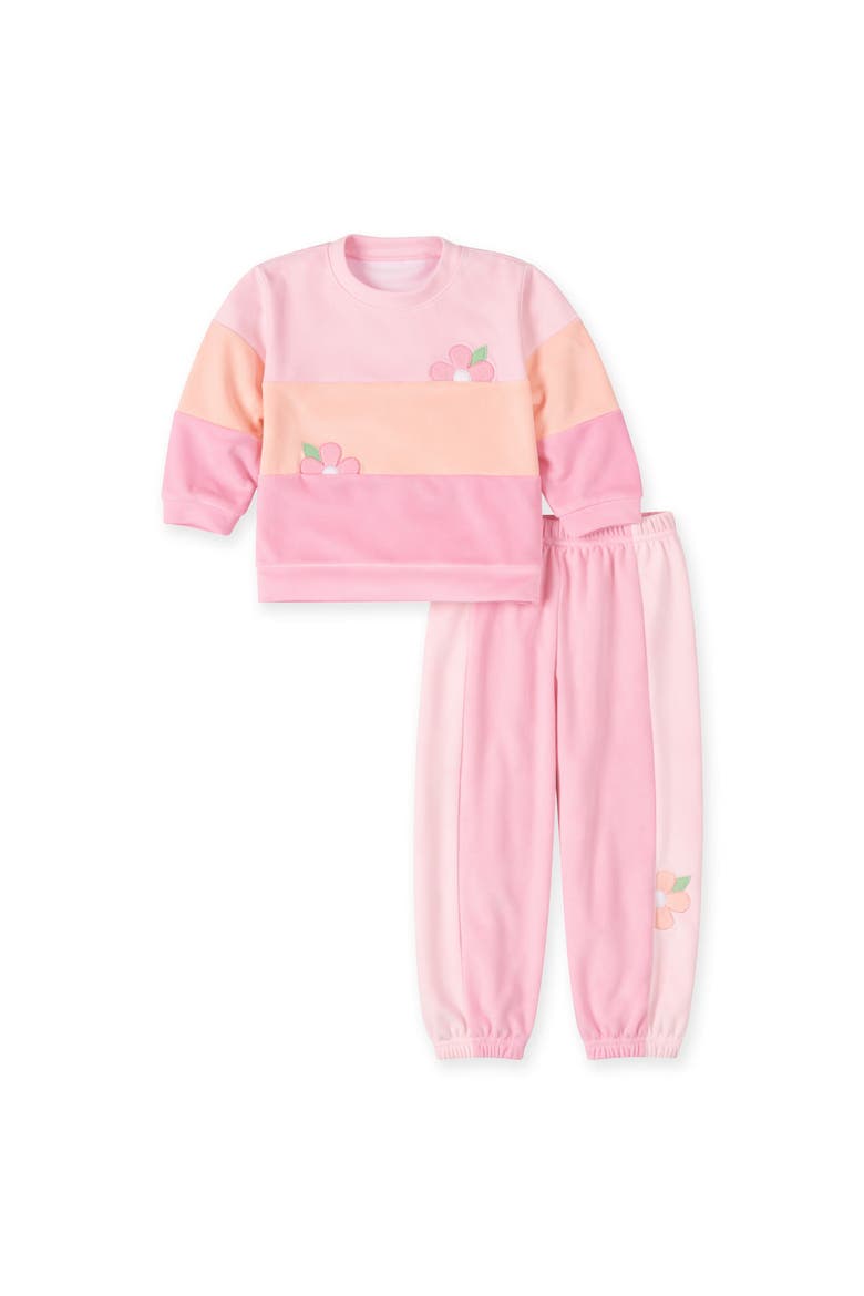 Velour Knit Set with Flowers, Main, color, Pink Velour