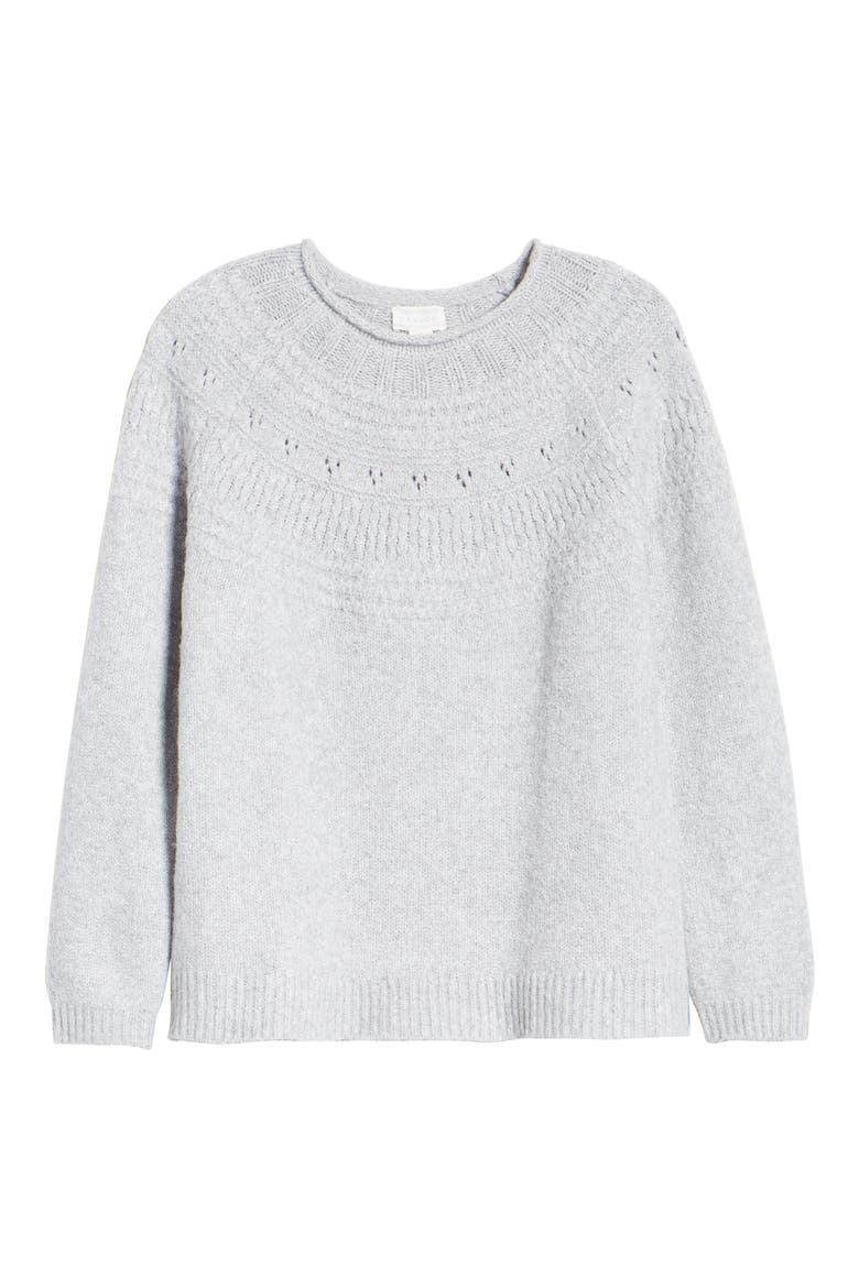 Stitch Detail Pullover, Alternate, color, GREY HEATHER