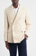 BOSS Heston Slim Fit Double Breasted Ribbed Cotton & Alpaca Sport Coat
