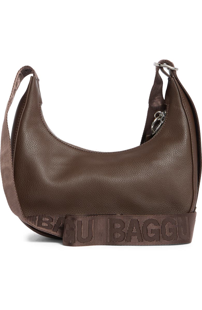 Baggu Small Recycled Leather Crescent Bag, Alternate, color, Brown