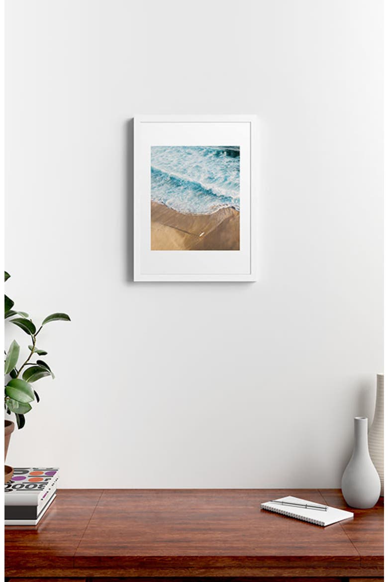 The Surfer & The Ocean Framed Wall Art, Alternate, color, BLUE