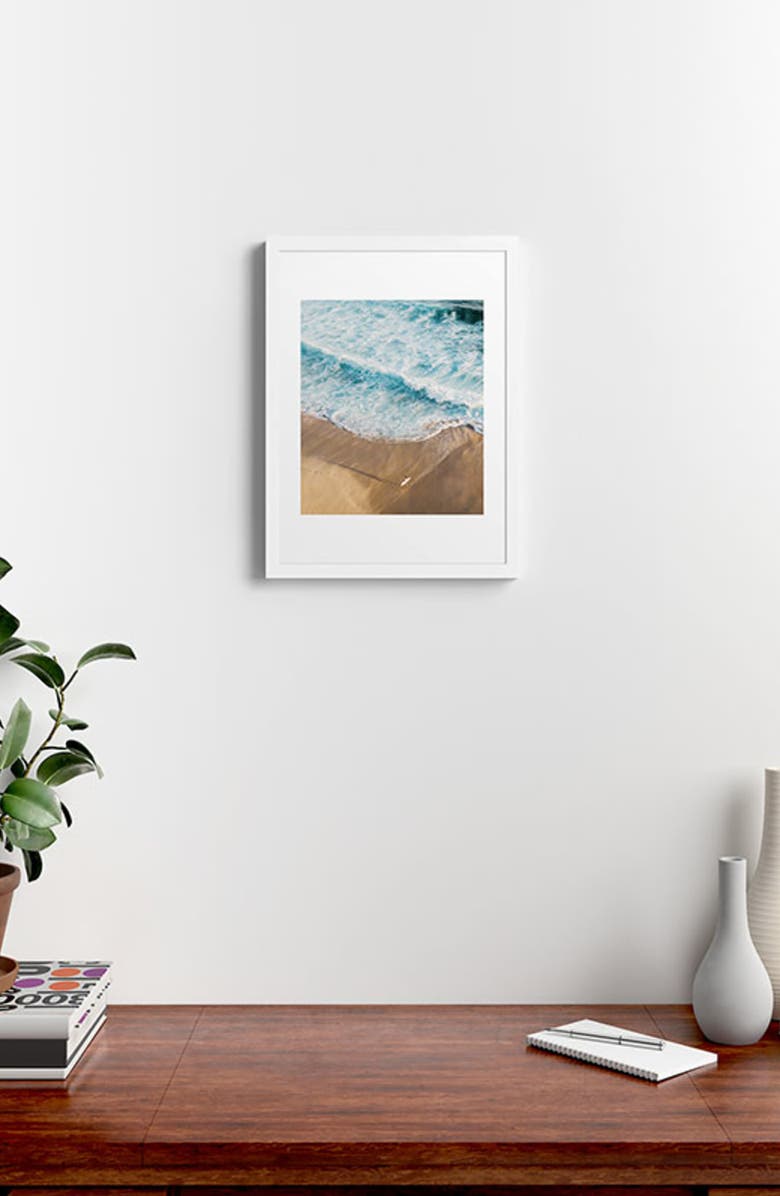 Deny Designs The Surfer & The Ocean Framed Wall Art, Alternate, color, Blue
