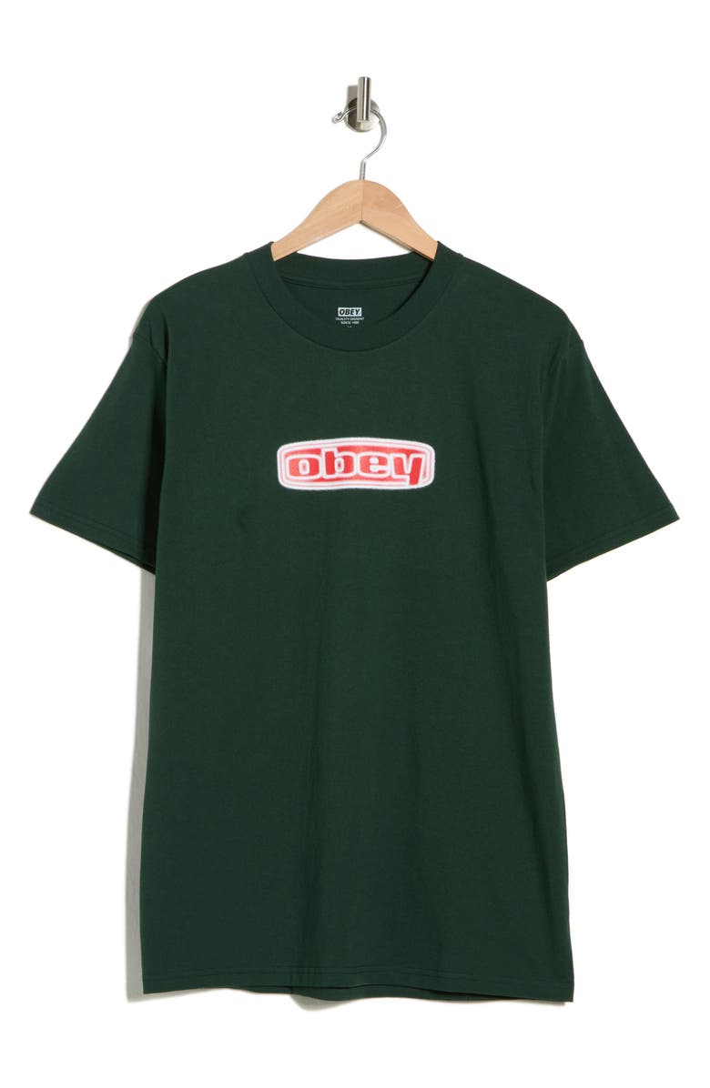 Obey Oval Logo Graphic T-Shirt, Main, color, Forest Green