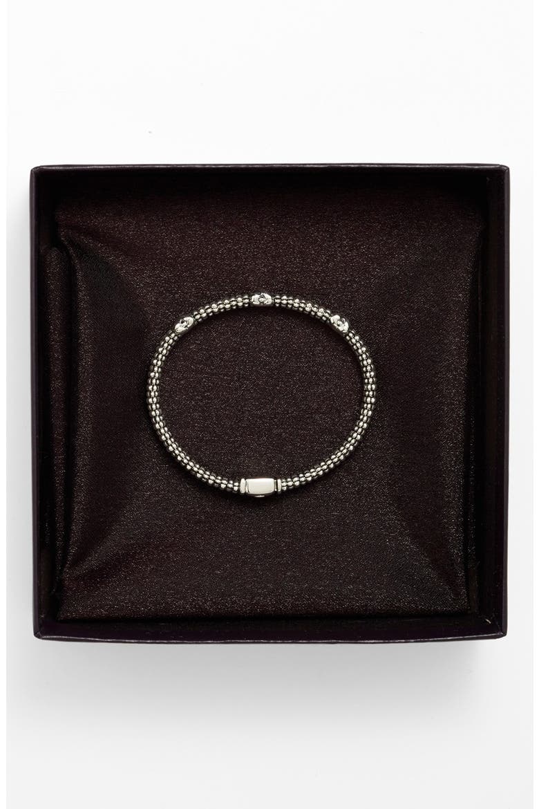 Three-Station X Caviar Bracelet, Alternate, color, STERLING SILVER