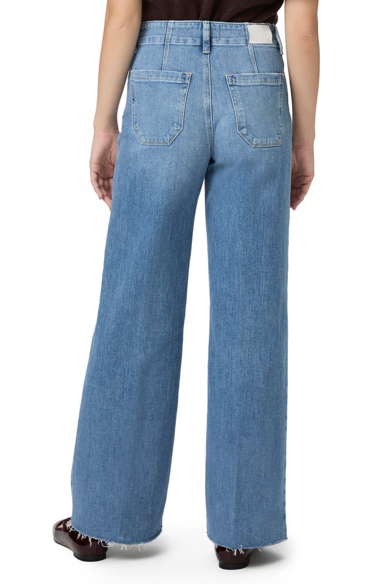 PAIGE Anessa Raw Hem Welt Pocket High Waist Wide Leg Jeans, Alternate, color, Viva