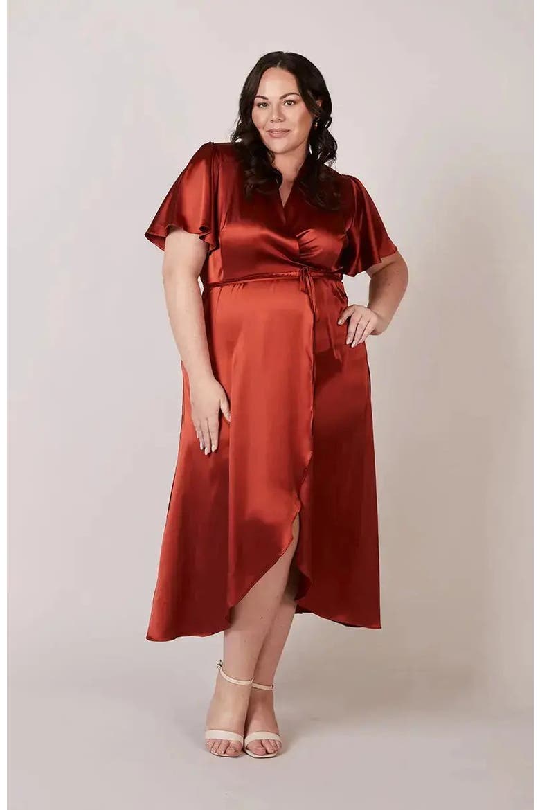 Florence Waterfall Hem Dress, Alternate, color, Burnt Orange