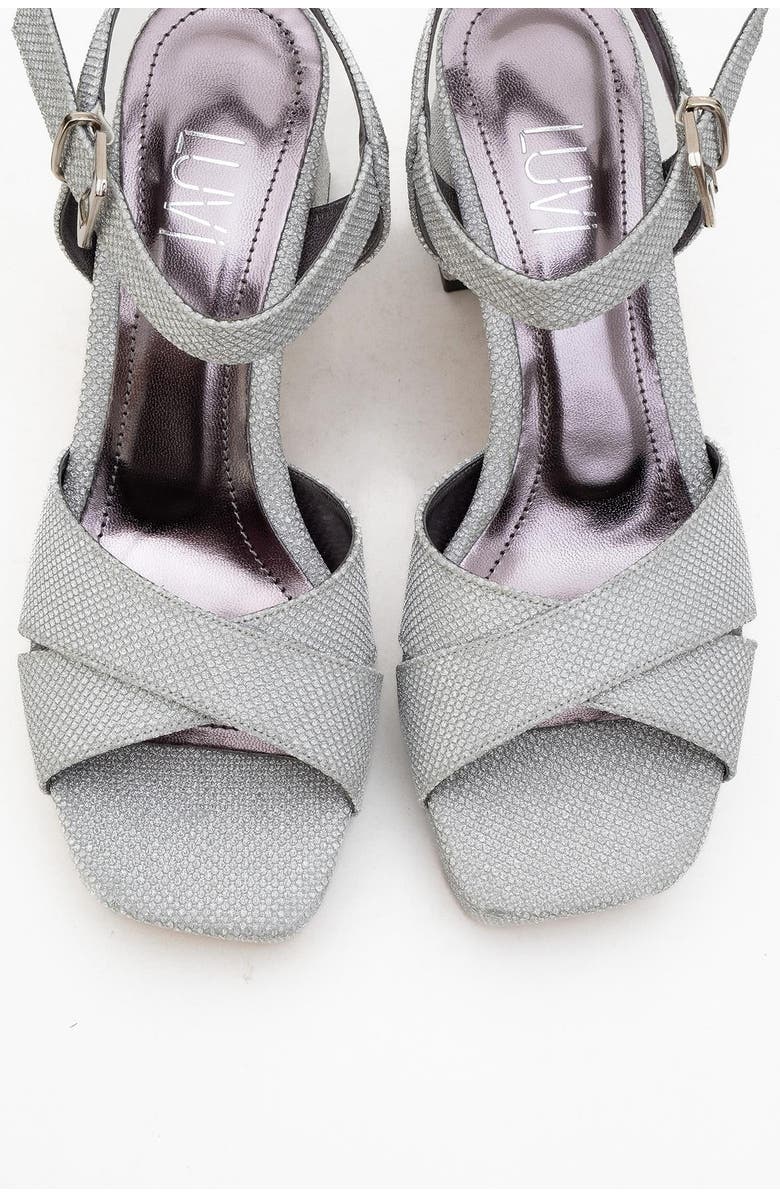 Prologue Shoes Lisbon Platform Block Heel Sandal, Alternate, color, Silver