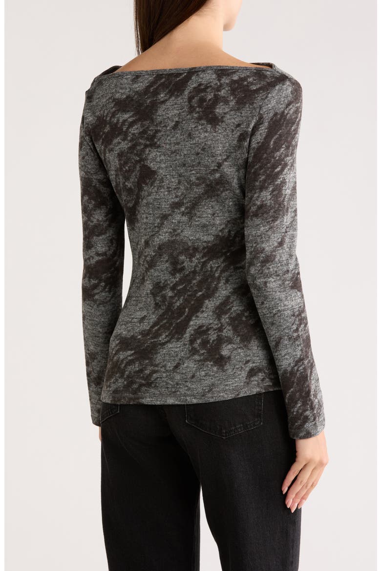 Drape Neck Long Sleeve Hacci Top, Alternate, color, GREY